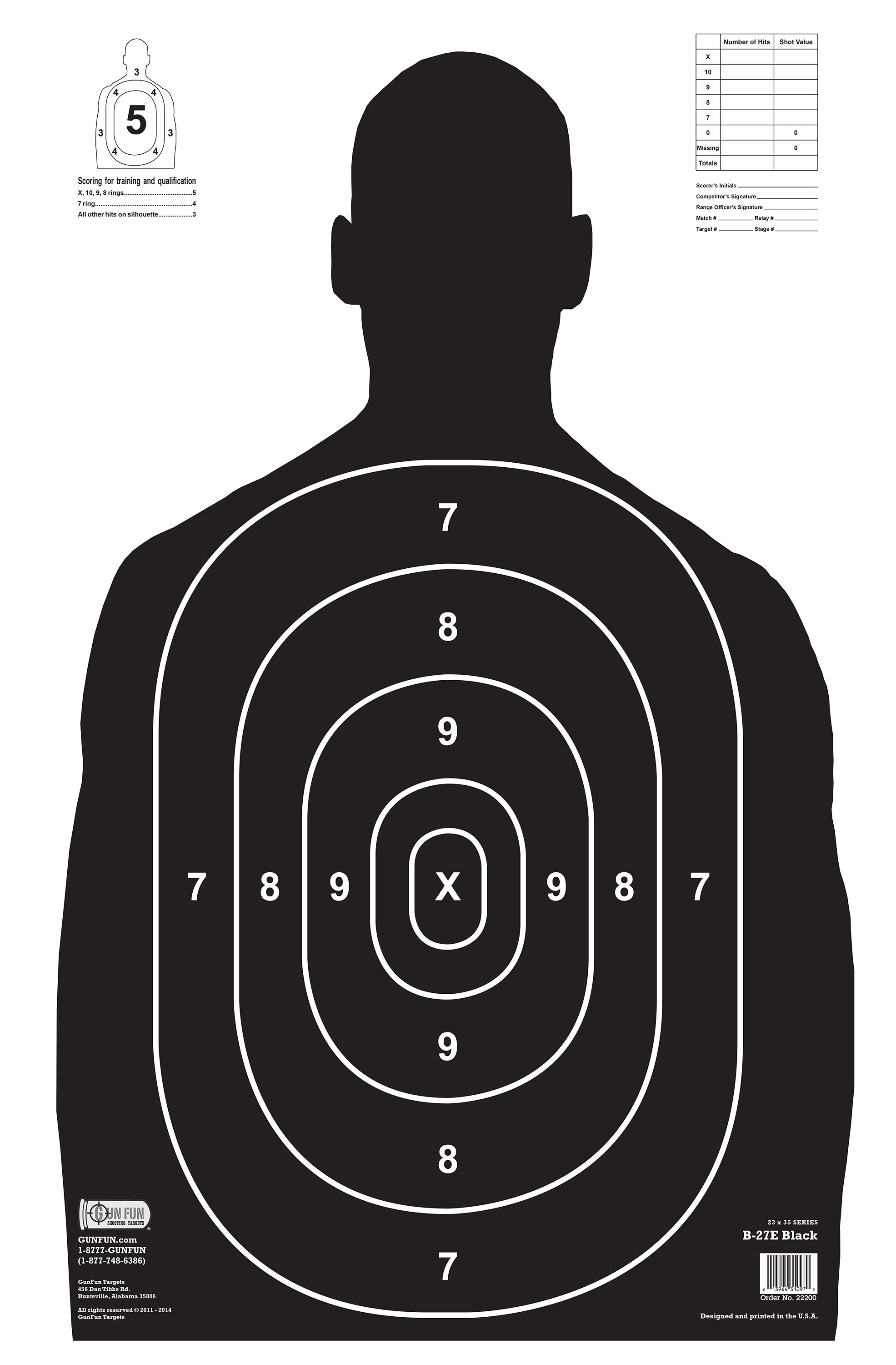 SILHOUETTE SHOOTING TARGET PAPER POSTER 23X35-25 TARGETS