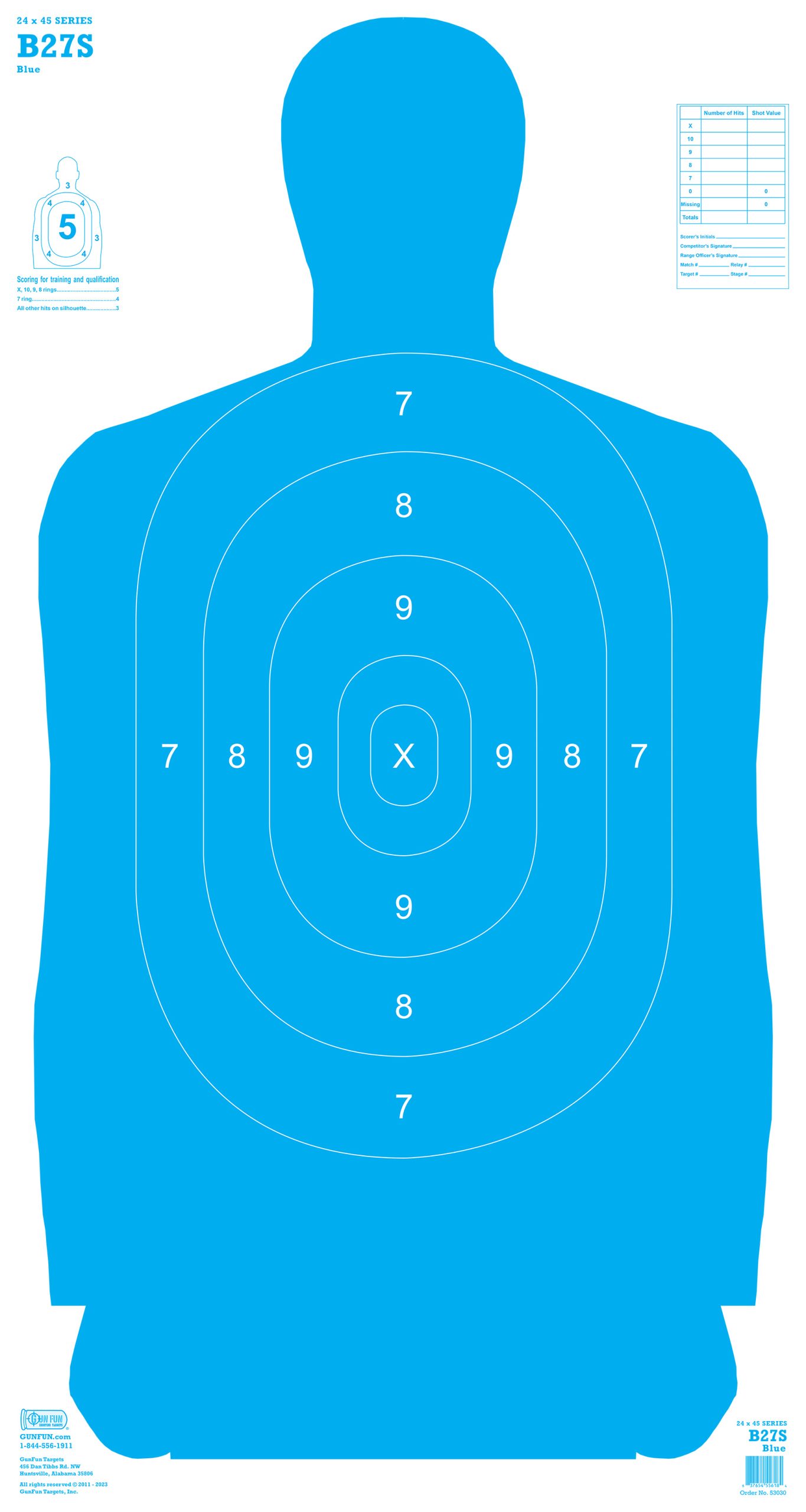B-3 Blue (32020) | GunFun Targets Inc.