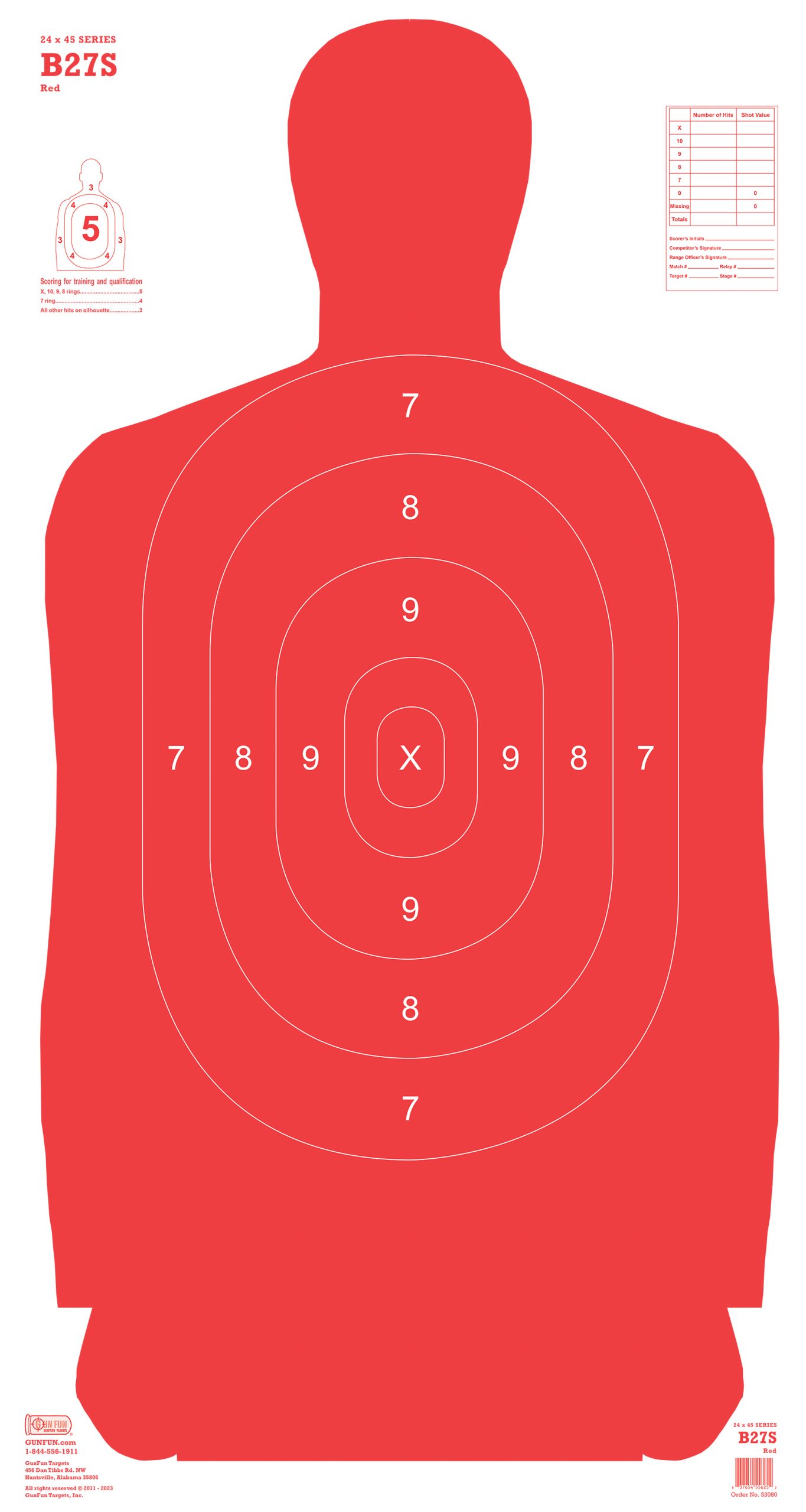 B27E Black/Orange/White (23050) | GunFun Shooting Targets