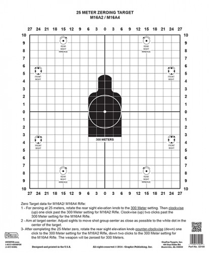 M16 A2 & A4 Zeroing Target Black (32100) | GunFun Shooting Targets
