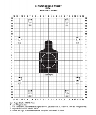 M16 A2 and A4 Zeroing Target Black (32100)