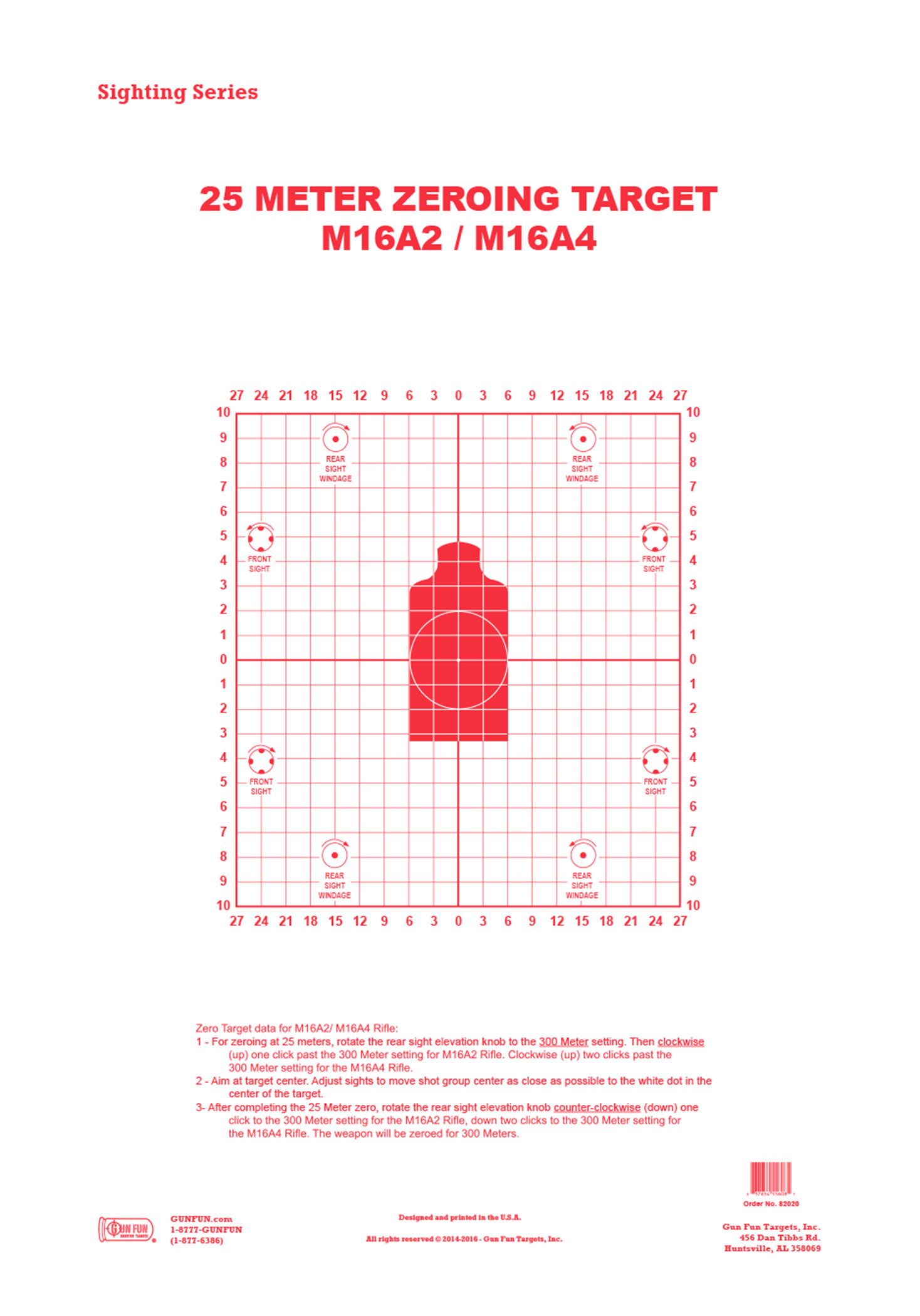 M16 Zeroing Target 82020 GunFun Targets Inc 