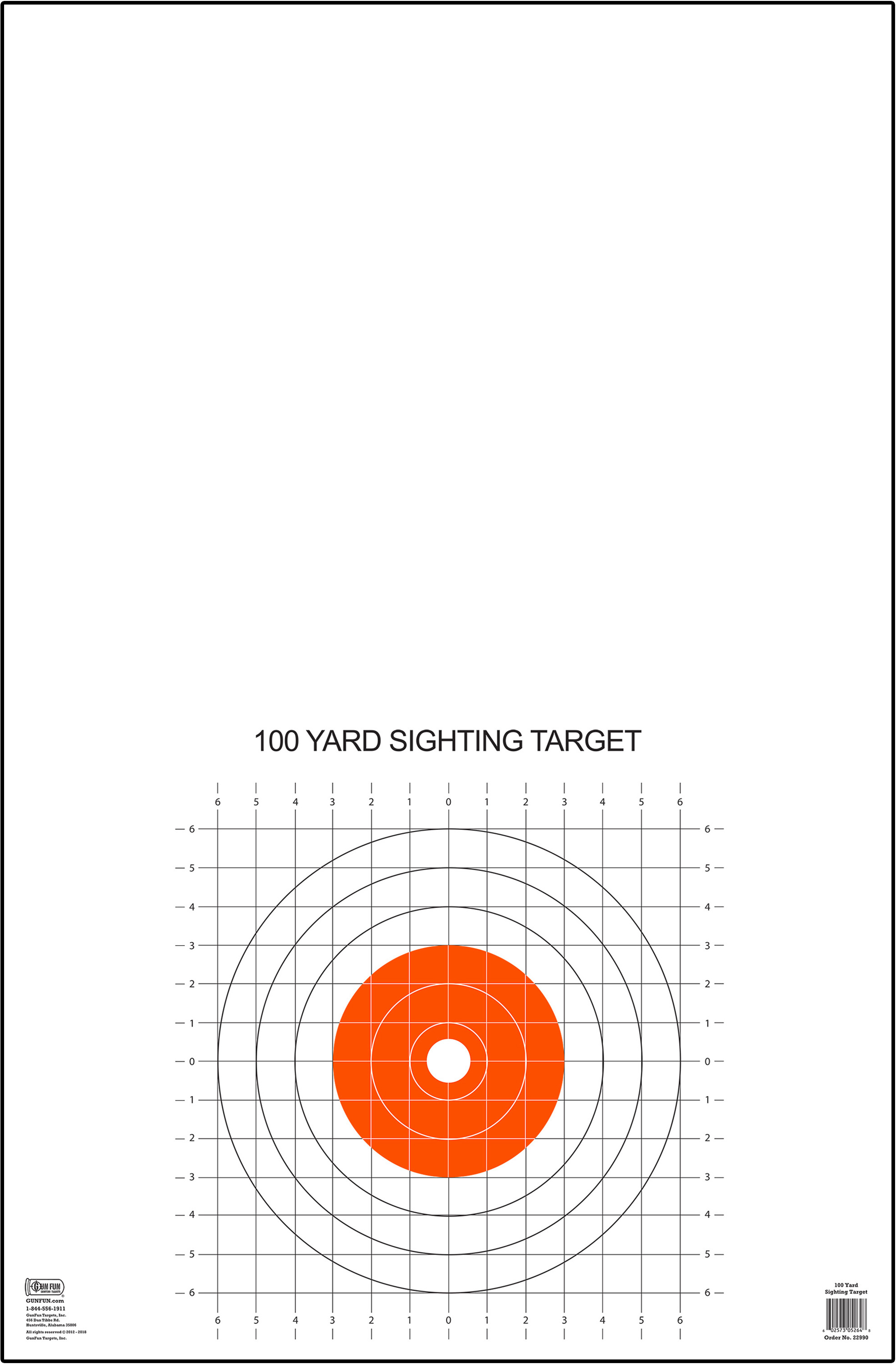 50 Targets KWPCS 100 Yd Rifle Sighting-In black on target paper with 1" Grid 