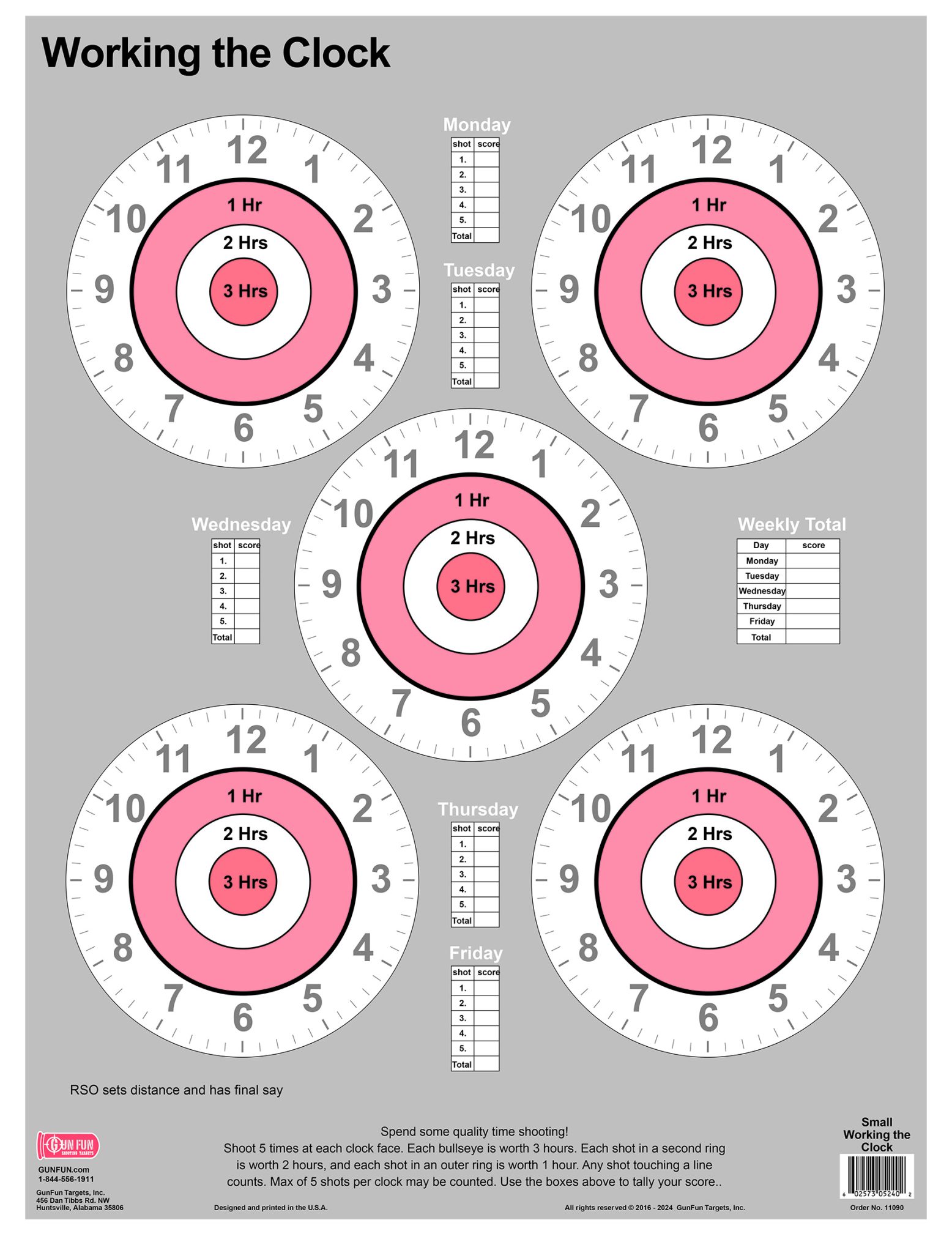 Small Working the Clock (11090) | GunFun Shooting Targets, Inc.