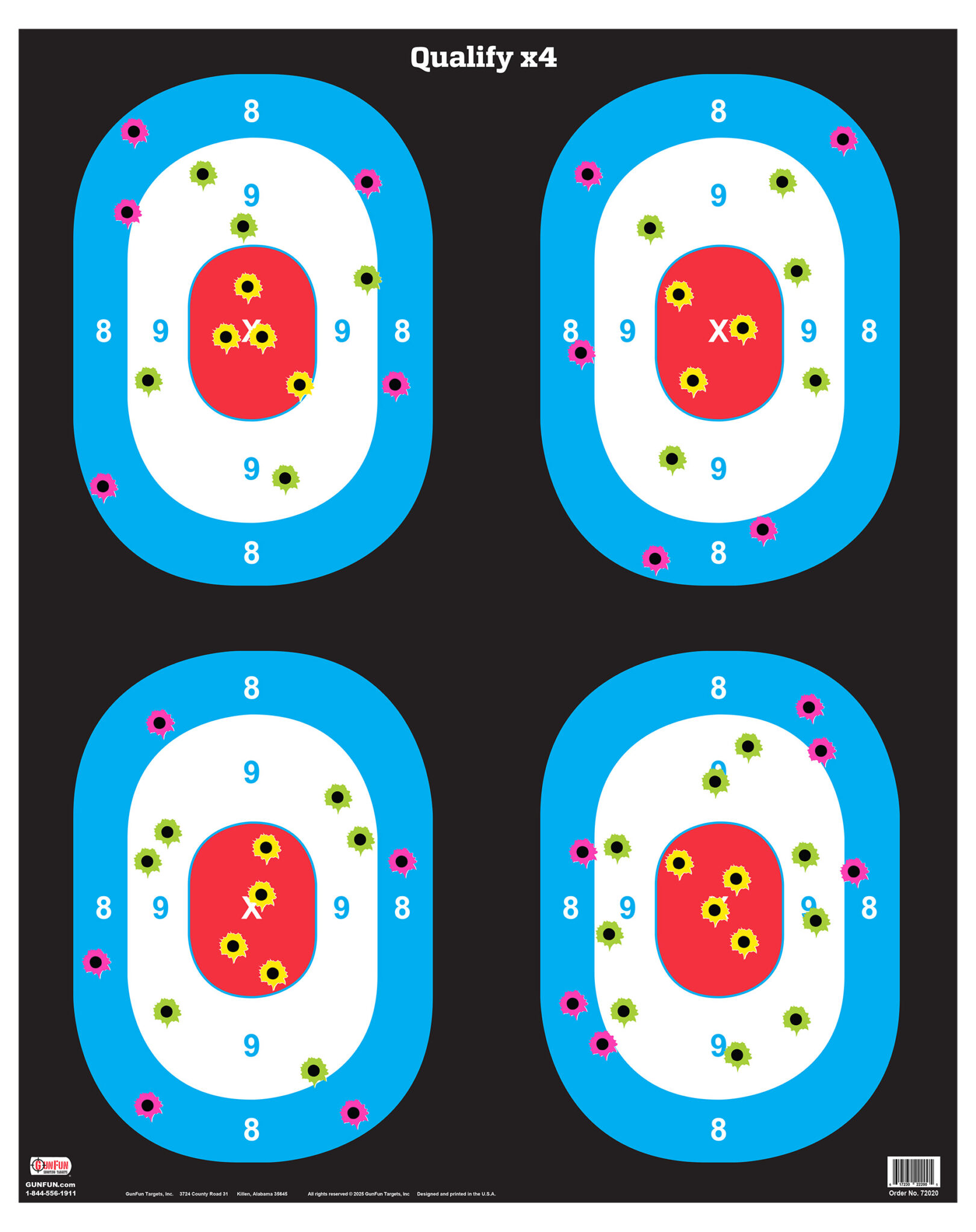 Splatter Qualify x4 (72020) | GunFun Shooting Targets, Inc.